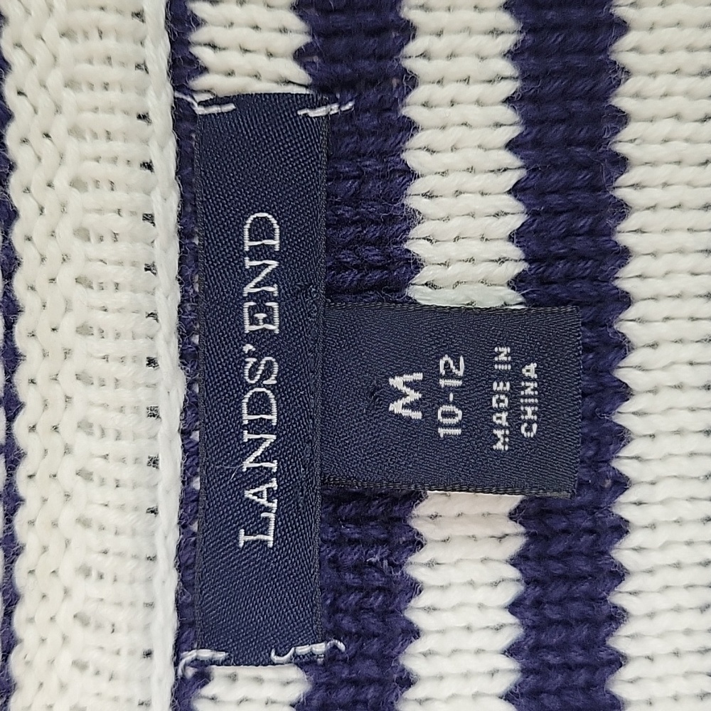 Lands' End gold crest buttons tipped all cotton cardigan sweater size Medium - Picture 3 of 5